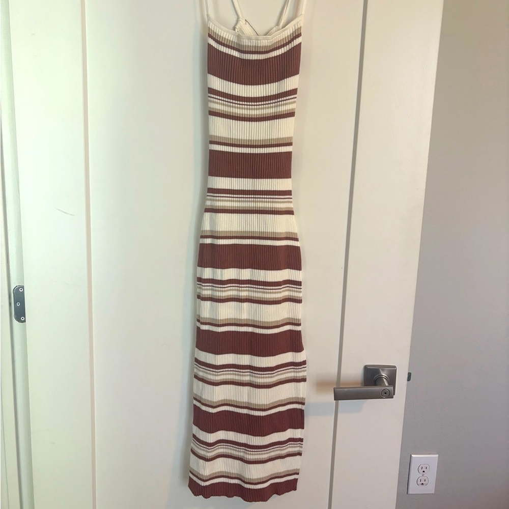 Abercrombie and Fitch Open Back Striped Midi Dress